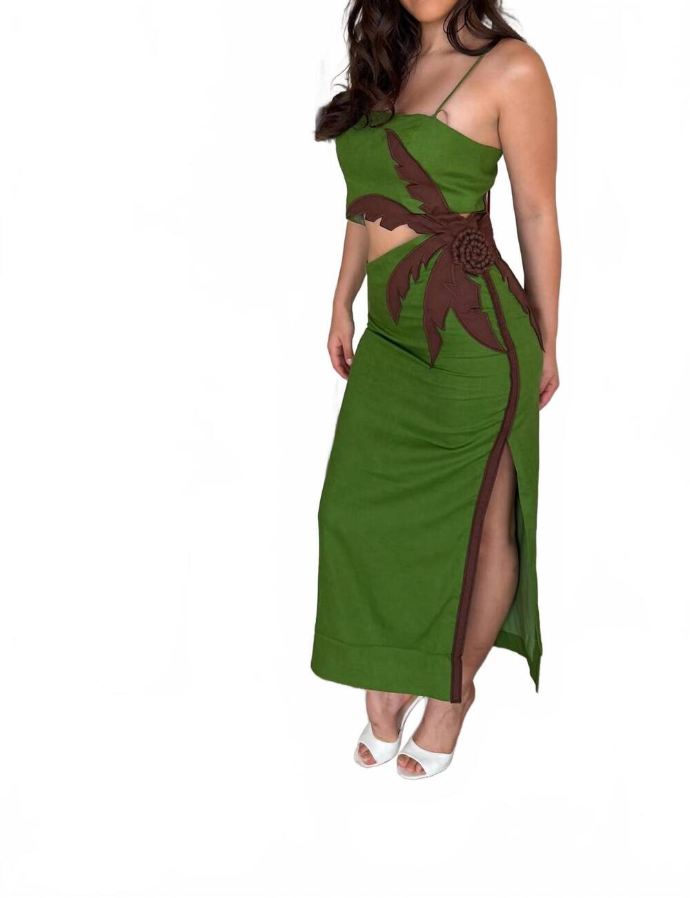 NEW FARM RIO palm tree maxi dress in green